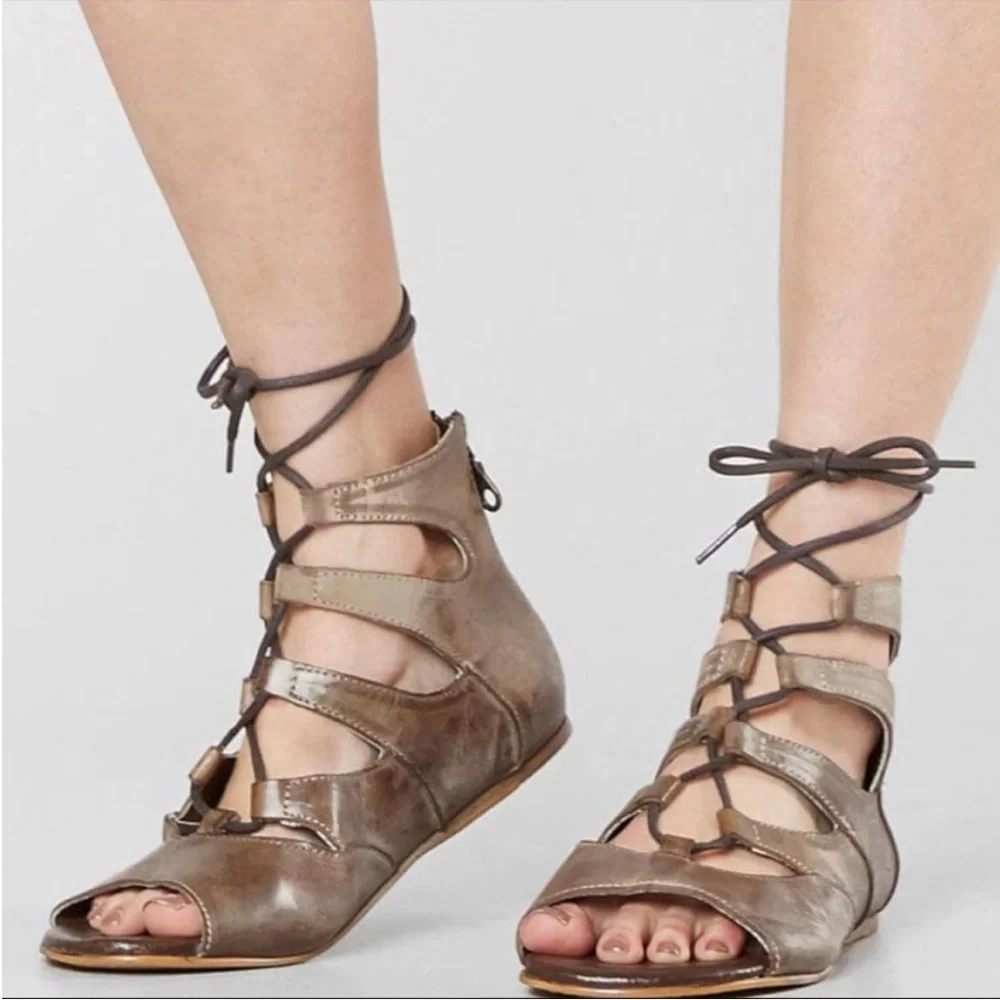 NWT Bed Stu Roan Women’s Winnie Leather Strappy Gladiator Sandal Size 6 In Tan - Picture 2 of 12